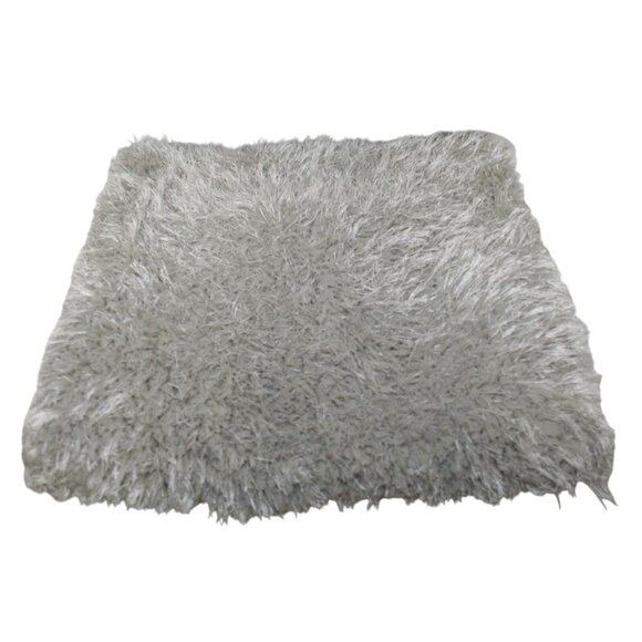 Laura Ashley Shaggy Metallic Silver Throw Pillow Cover 18x18 Glam Decor - Picture 1 of 8